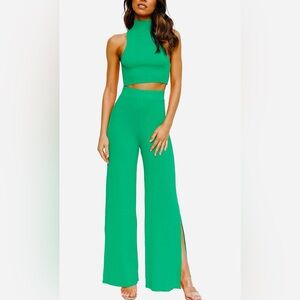 Green Sleeveless 2 piece knit set